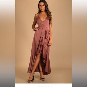 Enchanted Moments Mauve Satin High-low Dress